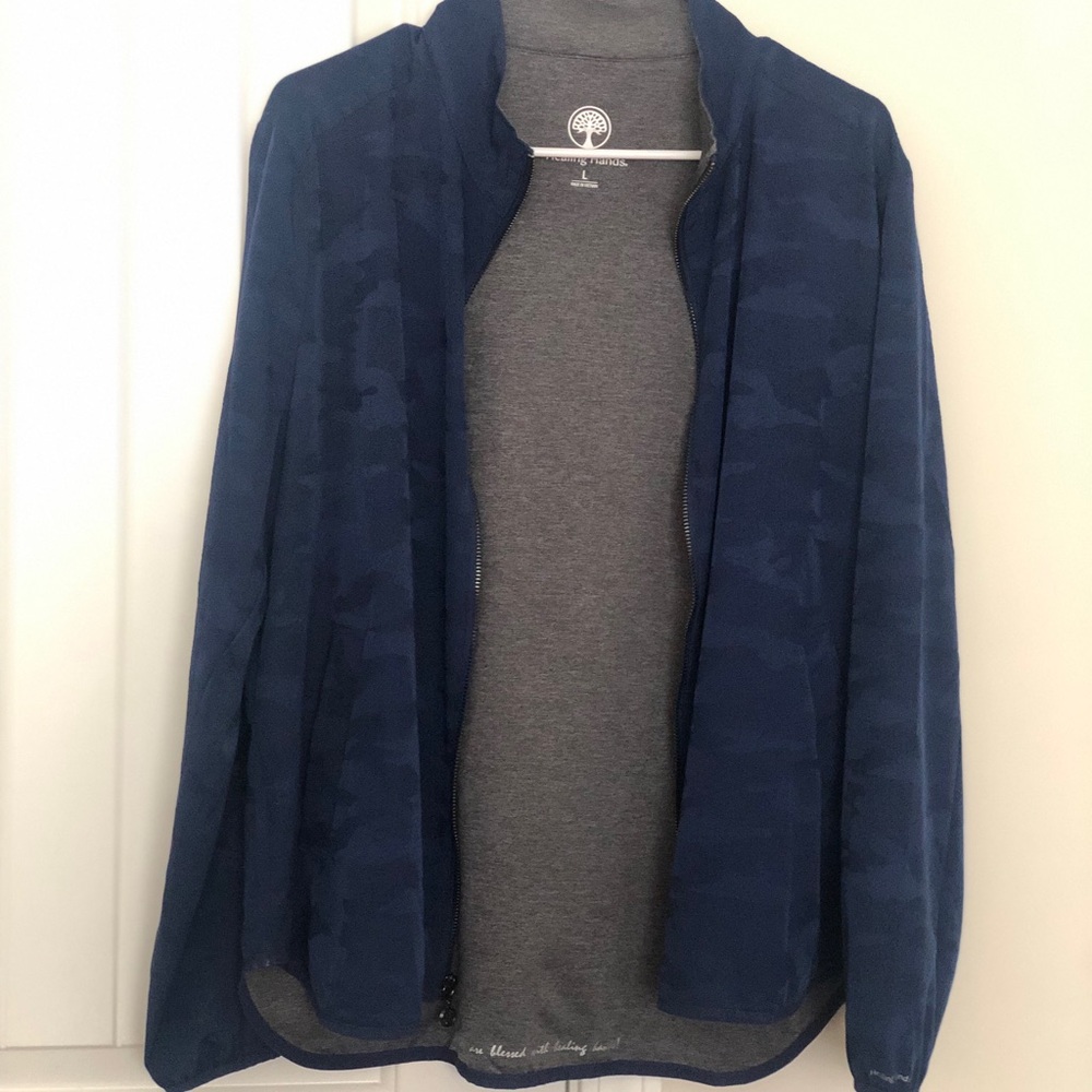 Healing Hands Navy Camo Scrub Jacket